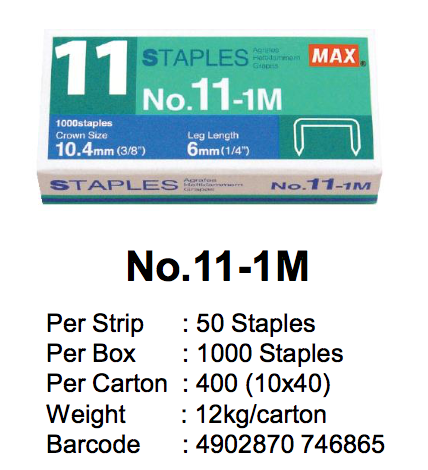 MAX STAPLES REFILL NO. 11-1M